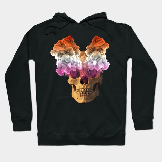 Subtle Lesbian Flag Halloween Skull Hoodie by Gedwolcraeft